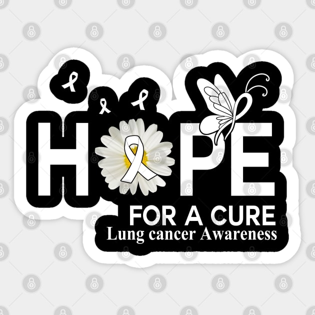 Hope For A Cure Butterfly Flower Lung cancer Sticker by HomerNewbergereq